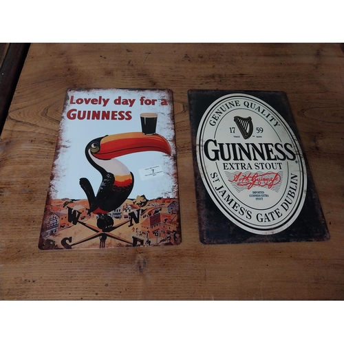 7 - Lovely Day for a Guinness and Guinness Extra Stout tin plate advertising signs. {30 cm H x 20 cm W}.