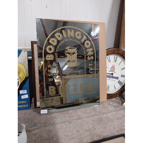 713 - Bonnington's Bitter advertising mirror. {56 cm H x 40 cm W}.