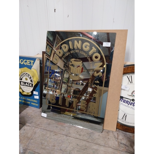 713 - Bonnington's Bitter advertising mirror. {56 cm H x 40 cm W}.