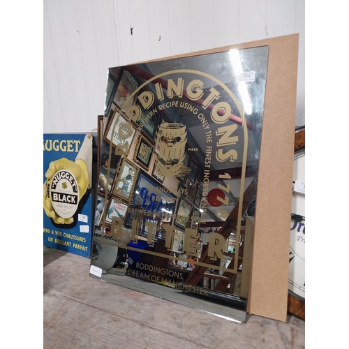 713 - Bonnington's Bitter advertising mirror. {56 cm H x 40 cm W}.