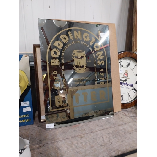 713 - Bonnington's Bitter advertising mirror. {56 cm H x 40 cm W}.