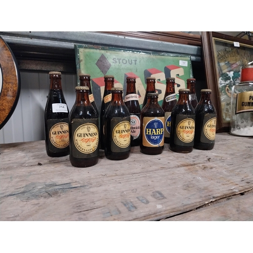 714 - Box of various Guinness, Smithwicks and Black Label glass bottles.