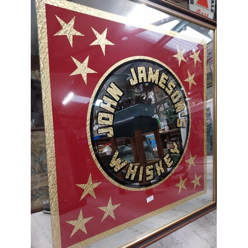 715 - Framed John Jameson Whiskey advertising mirror {106cm H x 106cm W}