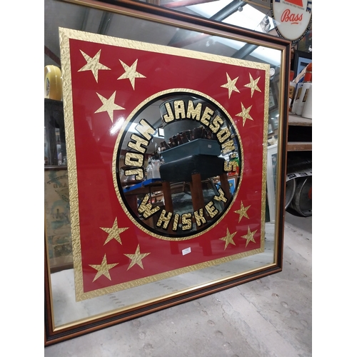 715 - Framed John Jameson Whiskey advertising mirror {106cm H x 106cm W}