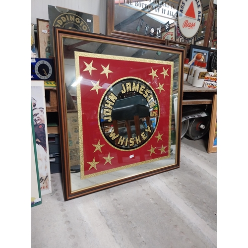 715 - Framed John Jameson Whiskey advertising mirror {106cm H x 106cm W}