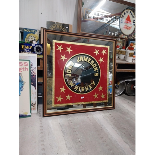 715 - Framed John Jameson Whiskey advertising mirror {106cm H x 106cm W}