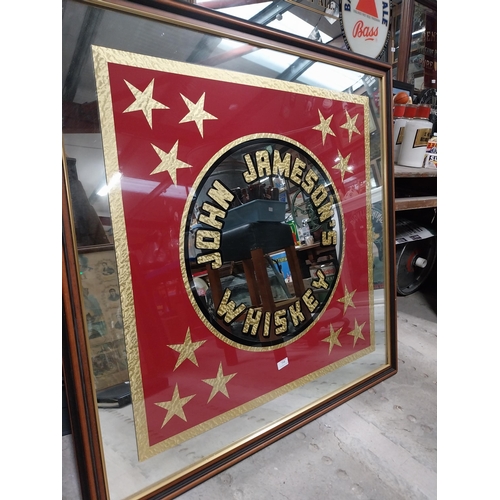 715 - Framed John Jameson Whiskey advertising mirror {106cm H x 106cm W}