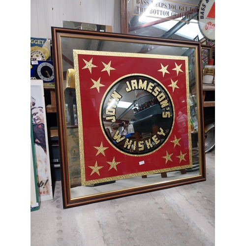 715 - Framed John Jameson Whiskey advertising mirror {106cm H x 106cm W}