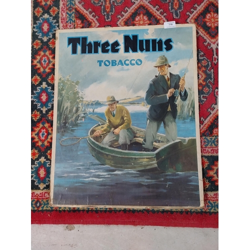 716 - Three Nuns Tobacco cardboard advertising showcard. {60 cm H x 46 cm W}.