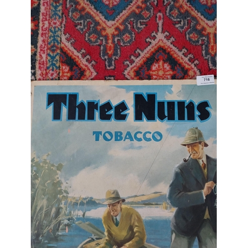 716 - Three Nuns Tobacco cardboard advertising showcard. {60 cm H x 46 cm W}.