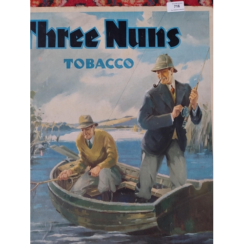 716 - Three Nuns Tobacco cardboard advertising showcard. {60 cm H x 46 cm W}.