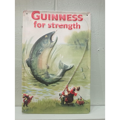 718 - Guinness for strength tinplate sign H 30cm x W 20cm. NOT AVAILABLE TO VIEW IN PERSON.