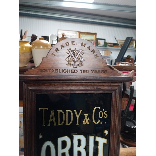 720 - Rare Taddy and Co's Orbit Tobacco mahogany and reverse painted glass advertising sign and barometer.... 