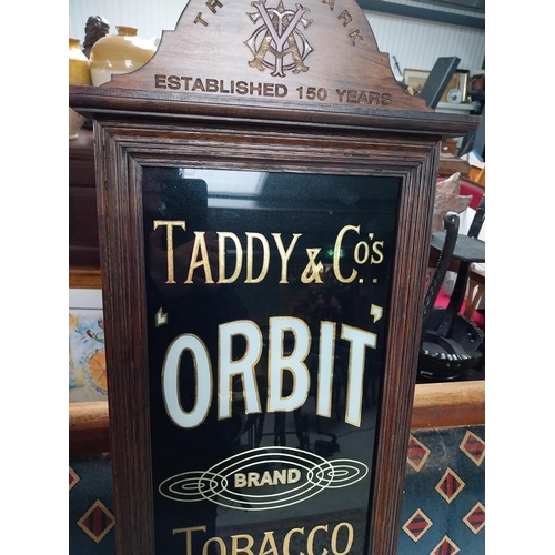 720 - Rare Taddy and Co's Orbit Tobacco mahogany and reverse painted glass advertising sign and barometer.... 