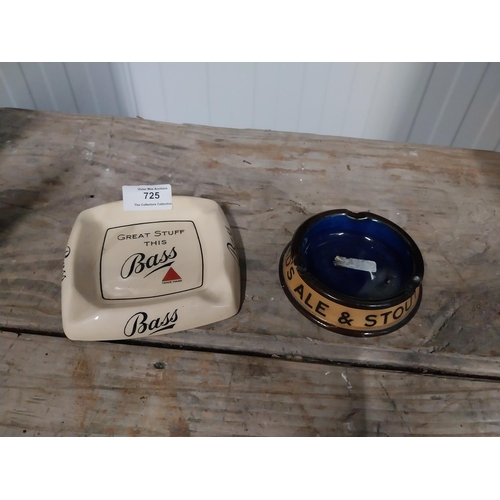 725 - Great Stuff this Bass Royal Doulton ashtray {2 cm H  x 12 cm Dia} and Whitbred Stout ashtray {3 cm H... 