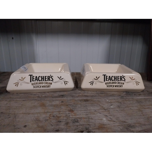 726 - Two Teachers Highland Cream Scotch Whiskey Wade ceramic ashtrays. {6 cm H x 18 cm Dia.}.