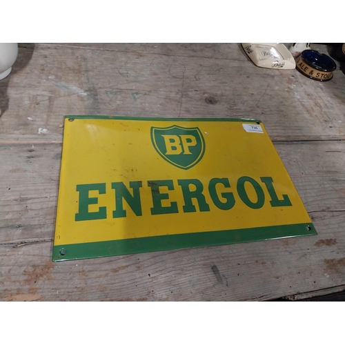 730 - BP Energol enamel advertising sign. {24 cm H x 36 cm W}.