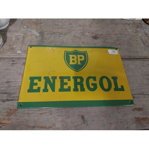 730 - BP Energol enamel advertising sign. {24 cm H x 36 cm W}.