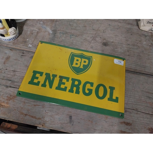 730 - BP Energol enamel advertising sign. {24 cm H x 36 cm W}.