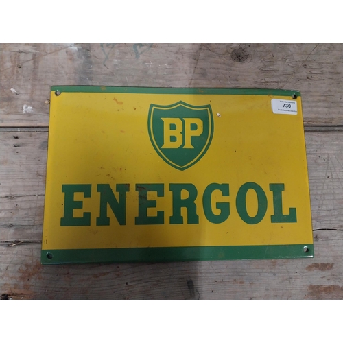 730 - BP Energol enamel advertising sign. {24 cm H x 36 cm W}.