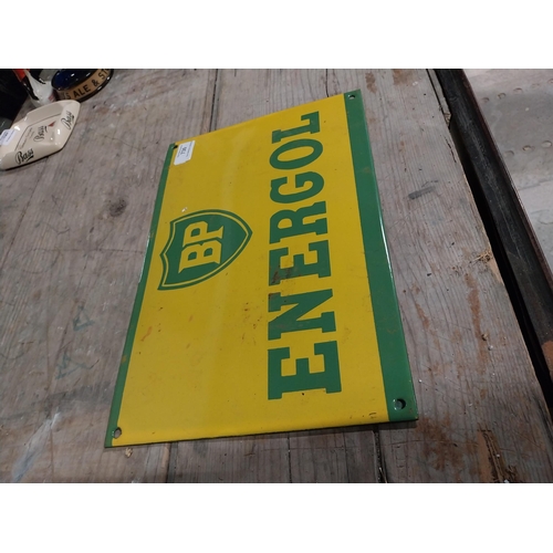 730 - BP Energol enamel advertising sign. {24 cm H x 36 cm W}.