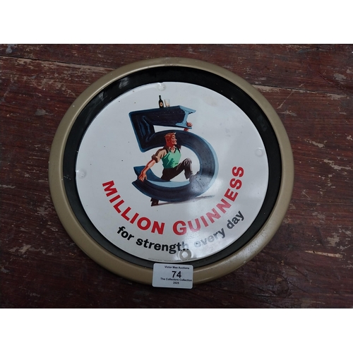 74 - Five Million Guinness For Strength Everyday tin plate drink's  tray. {27cm Dia}