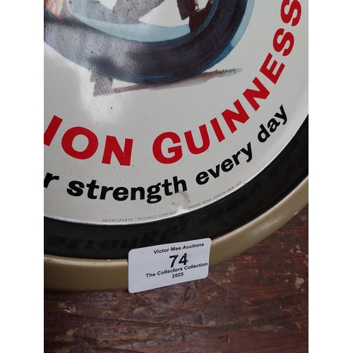 74 - Five Million Guinness For Strength Everyday tin plate drink's  tray. {27cm Dia}