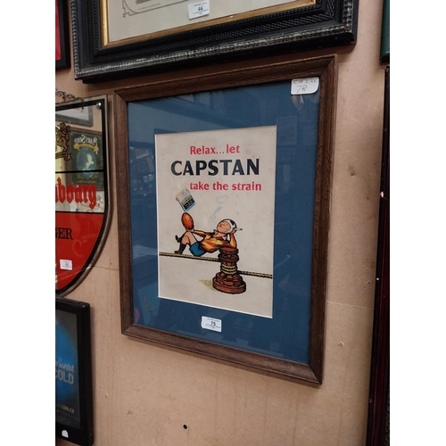 75 - Framed Capstan Showcard. {47 cm H x 39 cm W}