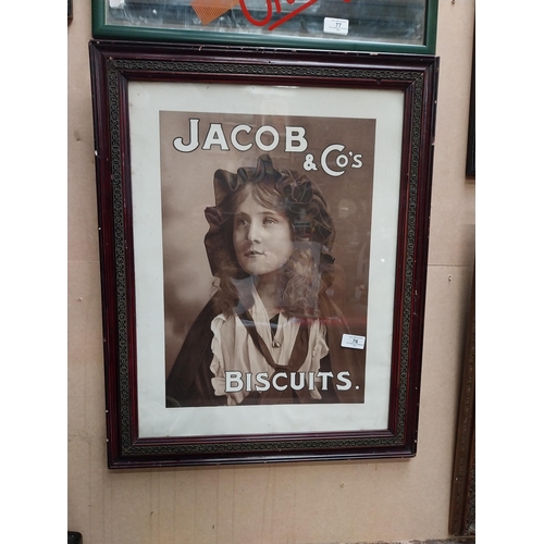 76 - Jacob and Co Biscuits showcard in original stamped framed. {64 cm H x 51 cm W}.