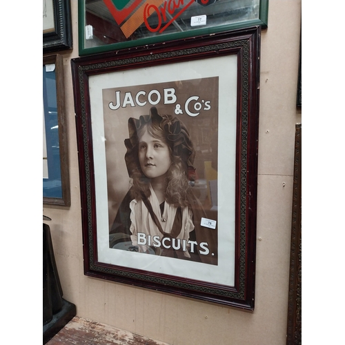 76 - Jacob and Co Biscuits showcard in original stamped framed. {64 cm H x 51 cm W}.