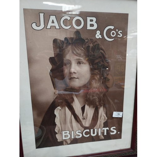 76 - Jacob and Co Biscuits showcard in original stamped framed. {64 cm H x 51 cm W}.