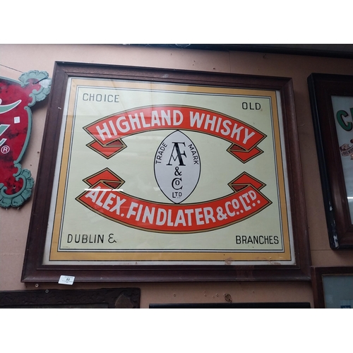 80 - Highland Whiskey Alex Findlater Dublin framed advertising print.  {69cmH X  83cmW}.