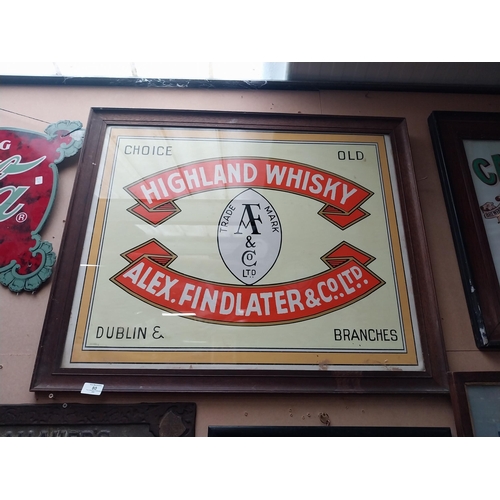 80 - Highland Whiskey Alex Findlater Dublin framed advertising print.  {69cmH X  83cmW}.