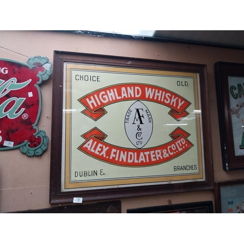 80 - Highland Whiskey Alex Findlater Dublin framed advertising print.  {69cmH X  83cmW}.