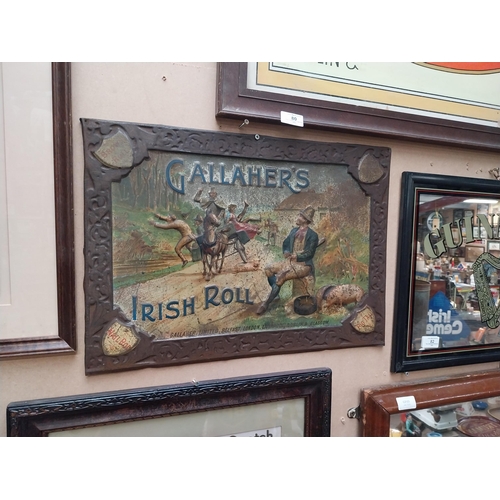 81 - Gallaher's Irish Roll tinplate advertising sign. {37 cm H x 50 cm W}.