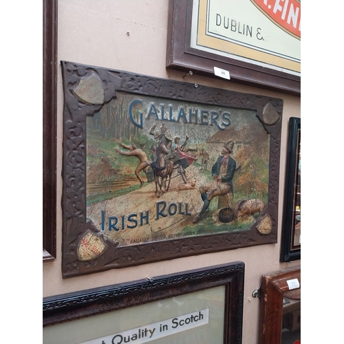 81 - Gallaher's Irish Roll tinplate advertising sign. {37 cm H x 50 cm W}.