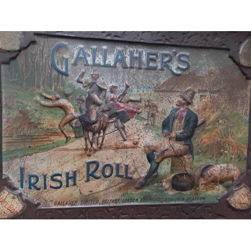 81 - Gallaher's Irish Roll tinplate advertising sign. {37 cm H x 50 cm W}.