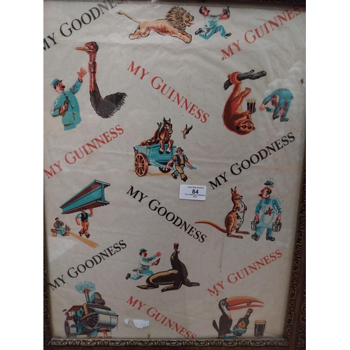 84 - Framed Guinness wrapping paper {58 cm H x 47 cm W}.