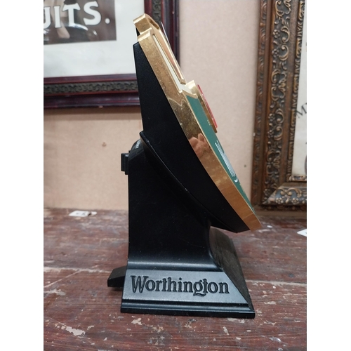 90 - Worthington�s Draught bitter counter font. {21 cm H x 11 cm W x 15 cm D}.