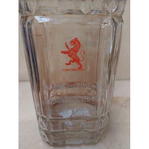 95 - Andrew A Watt & Co etched advertising decanter {21 cm H}.