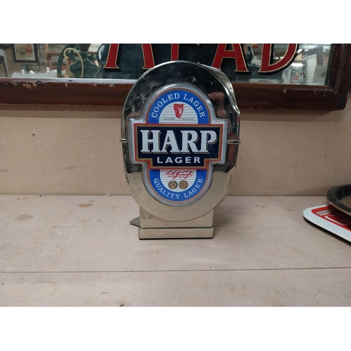 97 - Harp Lager counter font light. {24 cm H x 19 cm W}.