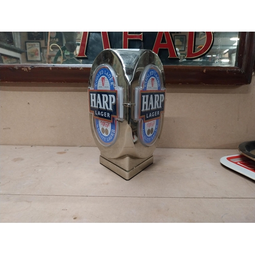 97 - Harp Lager counter font light. {24 cm H x 19 cm W}.