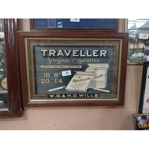 99 - Traveller Virginia Cigarettes framed advertising showcard. {31 cm H x 44 cm W}.