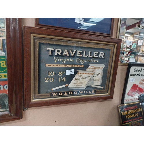 99 - Traveller Virginia Cigarettes framed advertising showcard. {31 cm H x 44 cm W}.