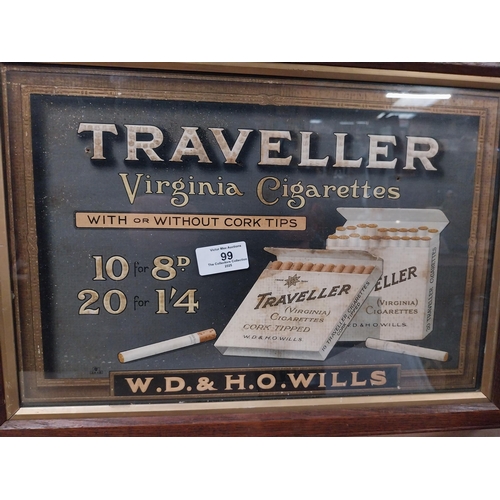 99 - Traveller Virginia Cigarettes framed advertising showcard. {31 cm H x 44 cm W}.