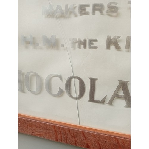 197A - Rowntrees chocolate etched glass framed advertising mirror with damage. H 62cm x W 88cm . NOT AVAILA... 