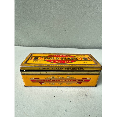 360A - Vintage Gold Flake Tobacco tin  H 6cm x W 17.5cm x D .5cm. NOT AVAILABLE TO VIEW IN PERSON.