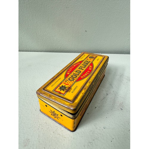 360A - Vintage Gold Flake Tobacco tin  H 6cm x W 17.5cm x D .5cm. NOT AVAILABLE TO VIEW IN PERSON.