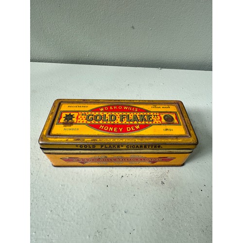 360A - Vintage Gold Flake Tobacco tin  H 6cm x W 17.5cm x D .5cm. NOT AVAILABLE TO VIEW IN PERSON.