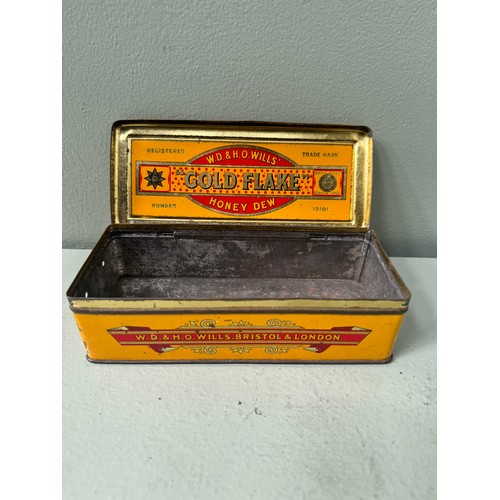 360A - Vintage Gold Flake Tobacco tin  H 6cm x W 17.5cm x D .5cm. NOT AVAILABLE TO VIEW IN PERSON.